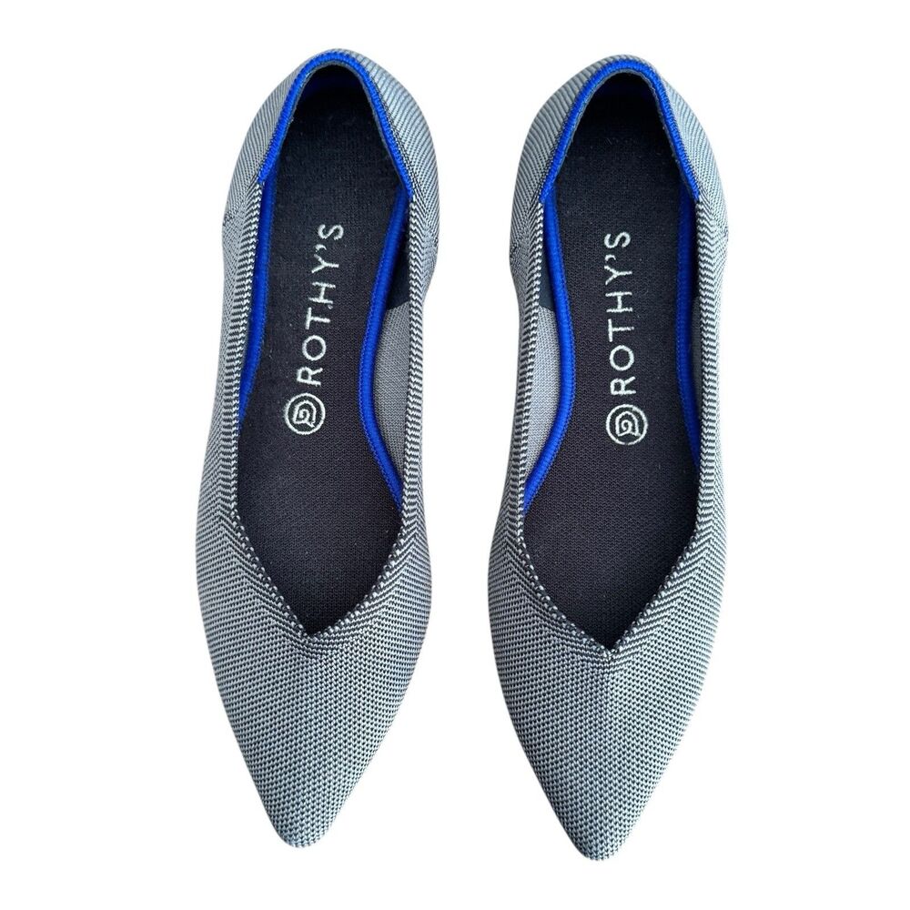 Rothy’s Flats Womens Size 9.5 The Point Cloud Gray Birdseye Knit Pointed Toe